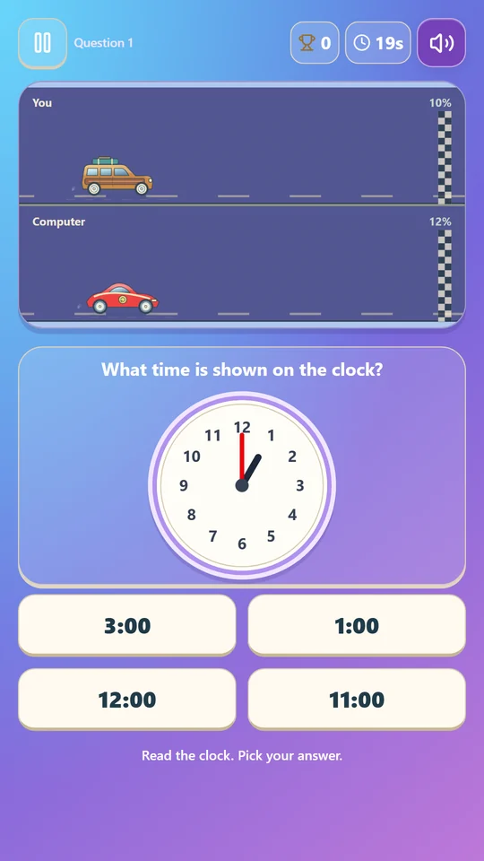 Clock Master race: read the clock and choose the matching time
