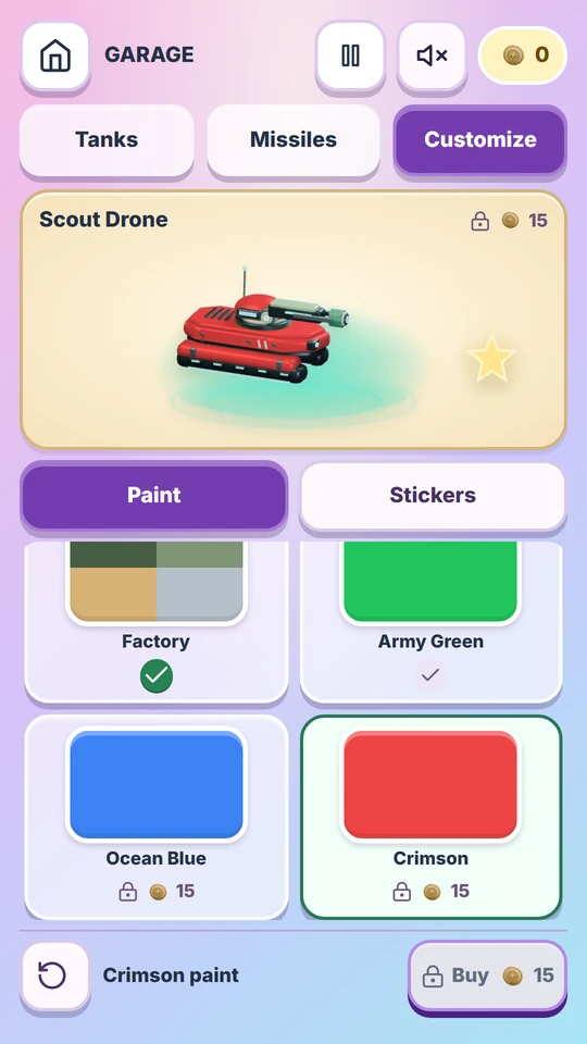 Paint colors and a large interactive tank preview